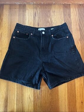 ZARA Black Denim High-Waited Shorts